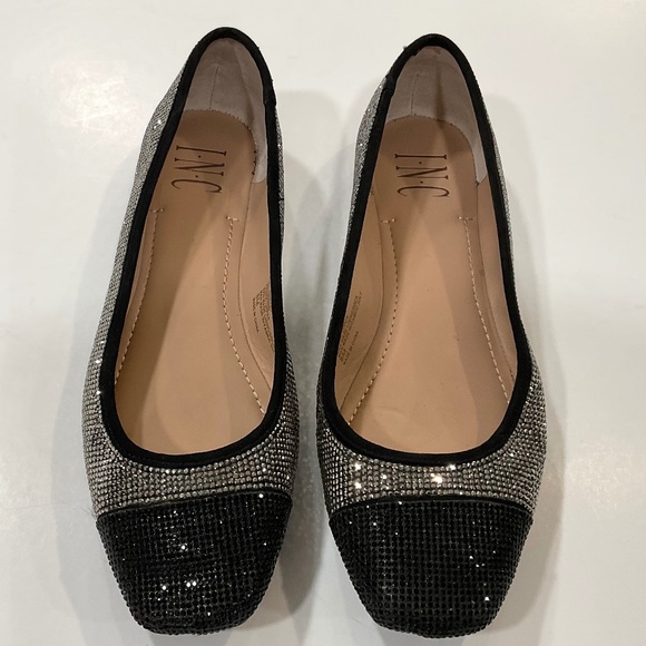 INC International Concepts Jenaya Rhinestone Flats Black/Silver Size 8 LIKE NEW - Picture 4 of 8